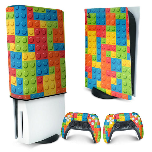 KIT Capa Anti Poeira e Skin Anti-Rage PS5 Fat Vertical - Lego Peça