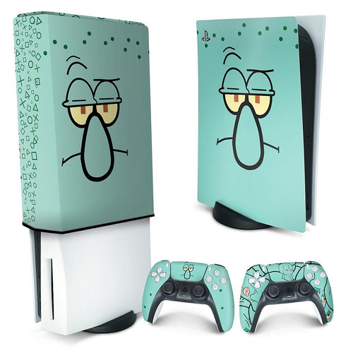 KIT Capa Anti Poeira e Skin Anti-Rage PS5 Fat Vertical - Lula Molusco