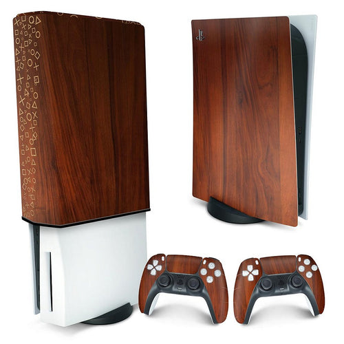KIT Capa Anti Poeira e Skin Anti-Rage PS5 Fat Vertical - Madeira