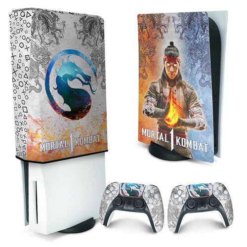 KIT Capa Anti Poeira e Skin Anti-Rage PS5 Fat Vertical - Mortal Kombat 1