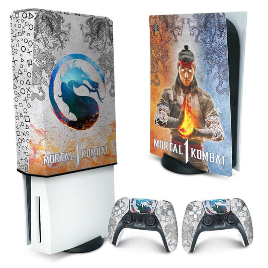 KIT Capa Anti Poeira e Skin Anti-Rage PS5 Fat Vertical - Mortal Kombat 1