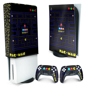 KIT Capa Anti Poeira e Skin Anti-Rage PS5 Fat Vertical - Pac Man - Pop Arte Skins