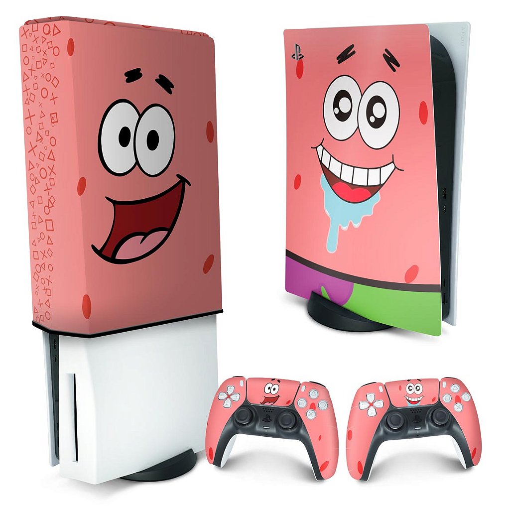 KIT Capa Anti Poeira e Skin Anti-Rage PS5 Fat Vertical - Patrick