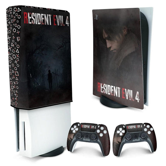 KIT Capa Anti Poeira e Skin Anti-Rage PS5 Fat Vertical - Resident Evil 4 Remake