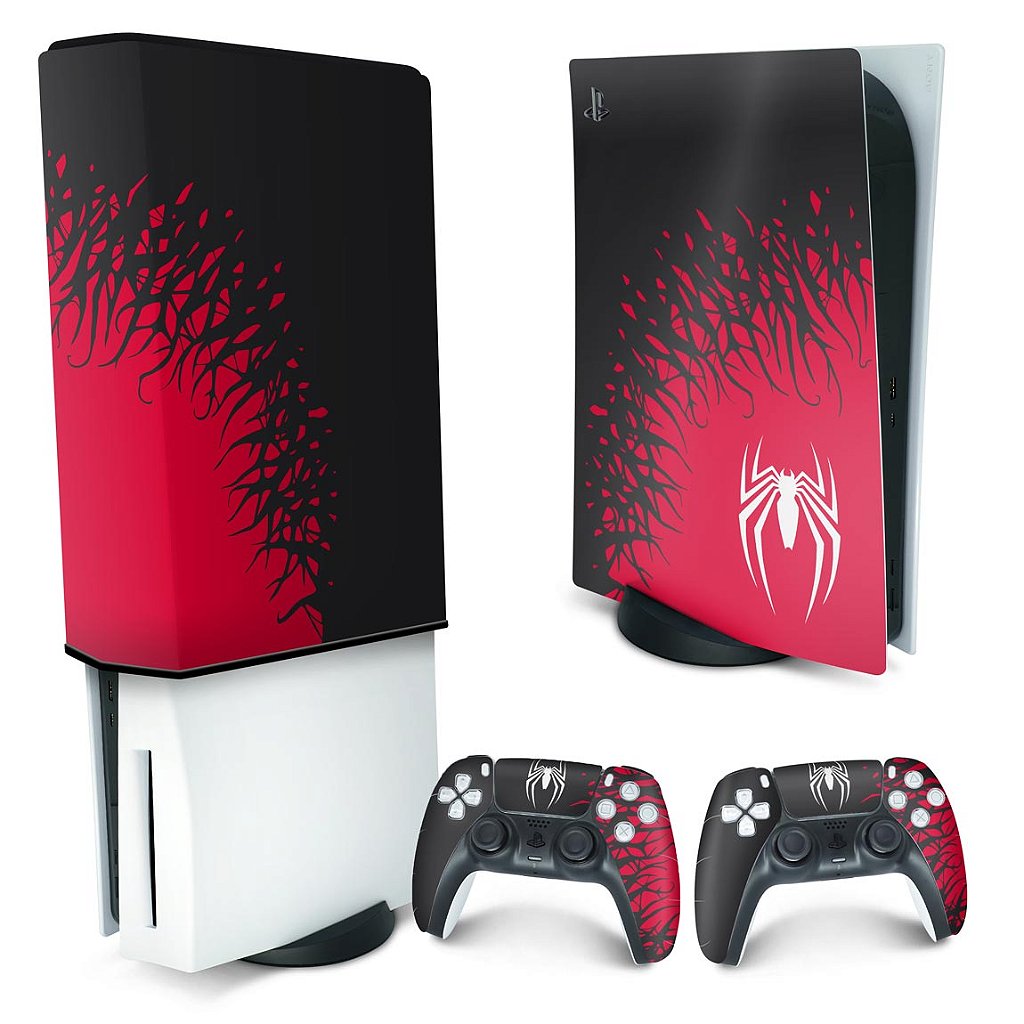 KIT PS5 Fat Skin Anti-Rage e Capa Anti Poeira Vertical - Spider-Man Homem Aranha 2 Edition