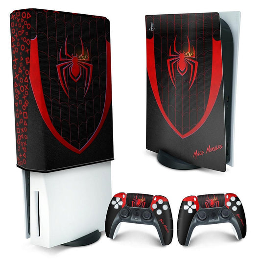 KIT Capa Anti Poeira e Skin Anti-Rage PS5 Fat Vertical - Spider-Man: Miles Morales