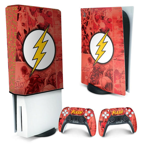 KIT Capa Anti Poeira e Skin Anti-Rage PS5 Fat Vertical - The Flash Comics