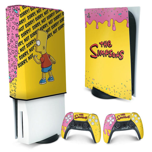 KIT Capa Anti Poeira e Skin Anti-Rage PS5 Fat Vertical - The Simpsons