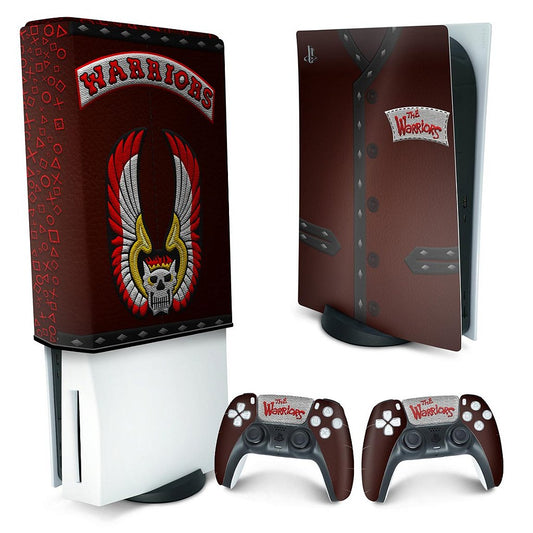 KIT Capa Anti Poeira e Skin Anti-Rage PS5 Fat Vertical - The Warriors