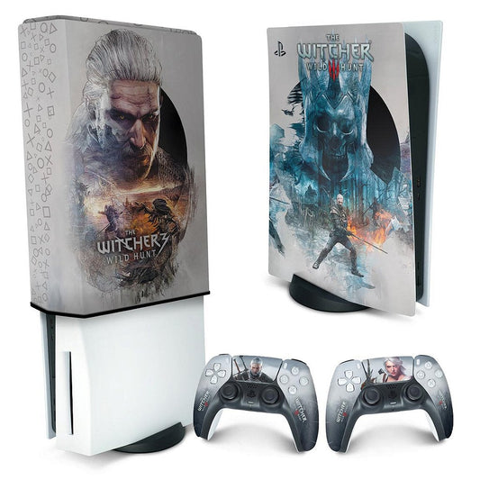KIT Capa Anti Poeira e Skin Anti-Rage PS5 Fat Vertical - The Witcher 3