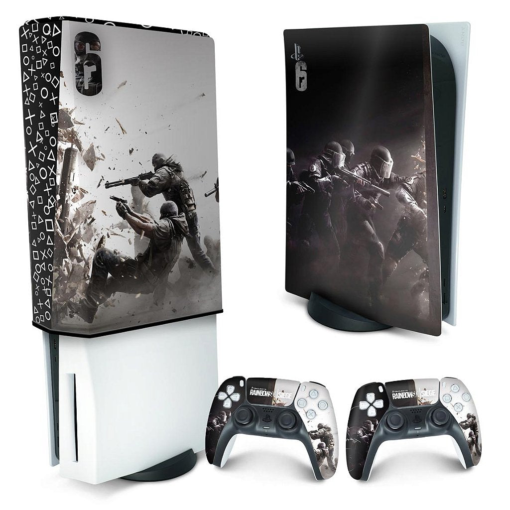 KIT Capa Anti Poeira e Skin Anti-Rage PS5 Fat Vertical - Tom Clancy's Rainbow Six Siege - Pop Arte Skins