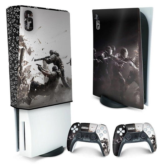 KIT Capa Anti Poeira e Skin Anti-Rage PS5 Fat Vertical - Tom Clancy's Rainbow Six Siege