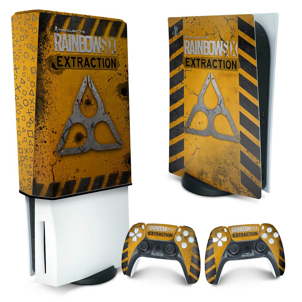 KIT Capa Anti Poeira e Skin Anti-Rage PS5 Fat Vertical - Tom Clancy's Rainbow Six Siege Extraction