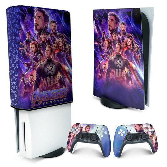 KIT Capa Anti Poeira e Skin Anti-Rage PS5 Fat Vertical - Vingadores Ultimato Endgame