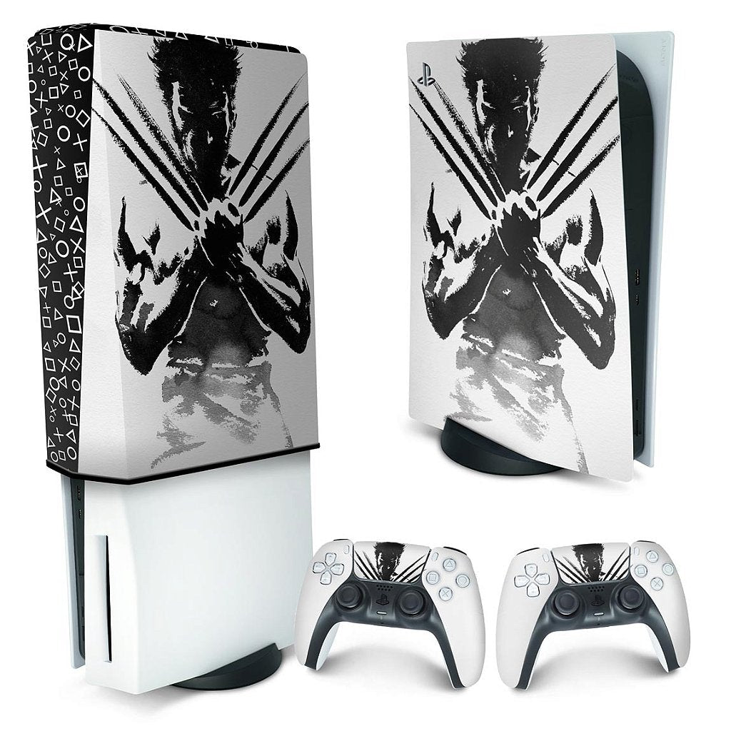 KIT Capa Anti Poeira e Skin Anti-Rage PS5 Fat Vertical - Wolverine X-men