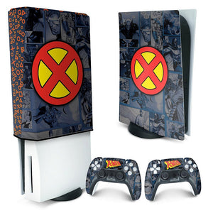 KIT Capa Anti Poeira e Skin Anti-Rage PS5 Fat Vertical - X-Men Comics - Pop Arte Skins