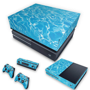 KIT Capa Anti Poeira e Skin Anti-Rage Xbox One Fat - Aquático Água