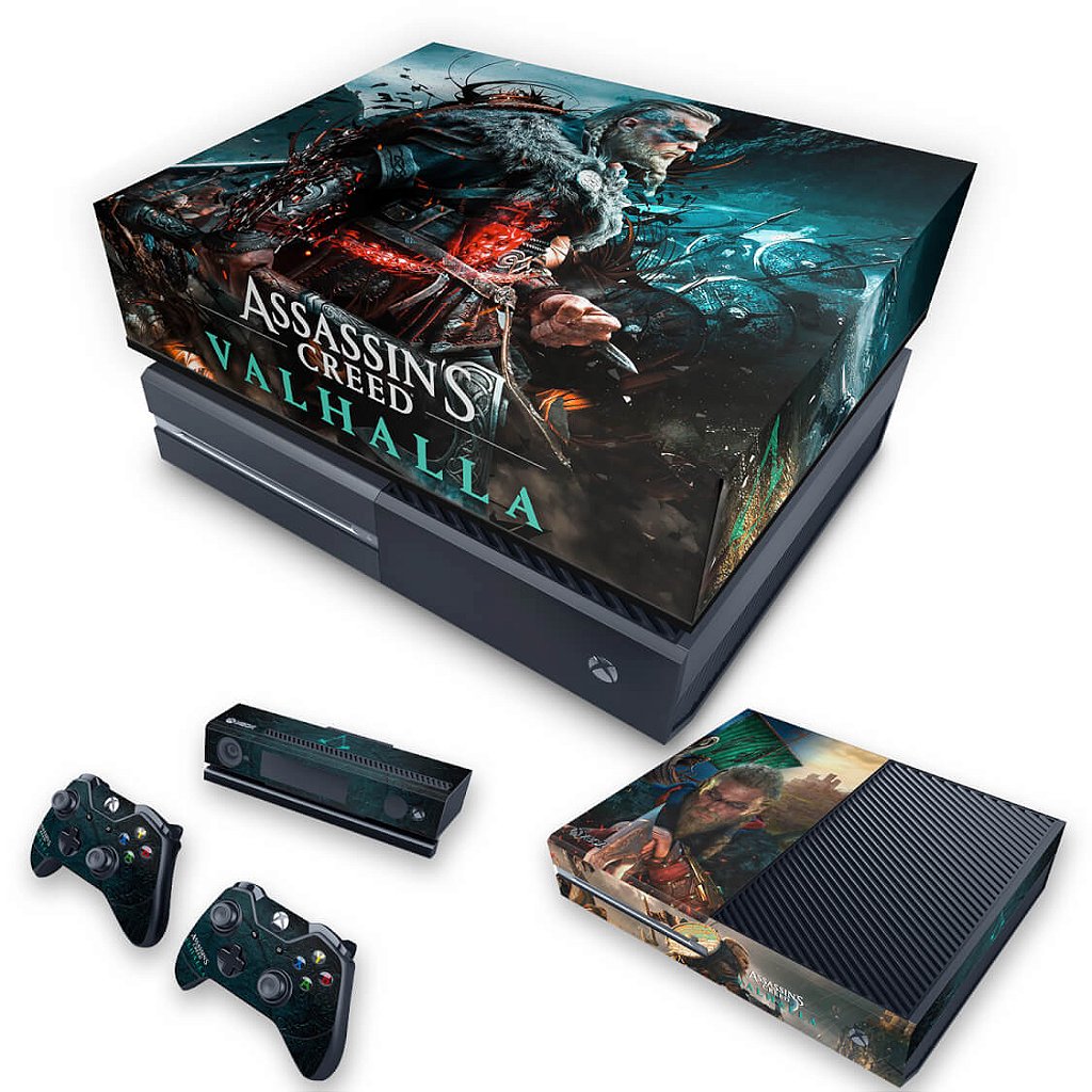 KIT Capa Anti Poeira e Skin Anti-Rage Xbox One Fat - Assassin's Creed Valhalla