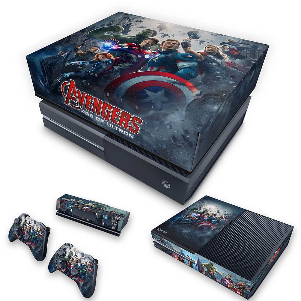 KIT Xbox One Fat Skin Anti-Rage e Capa Anti Poeira - Avengers - Age of Ultron
