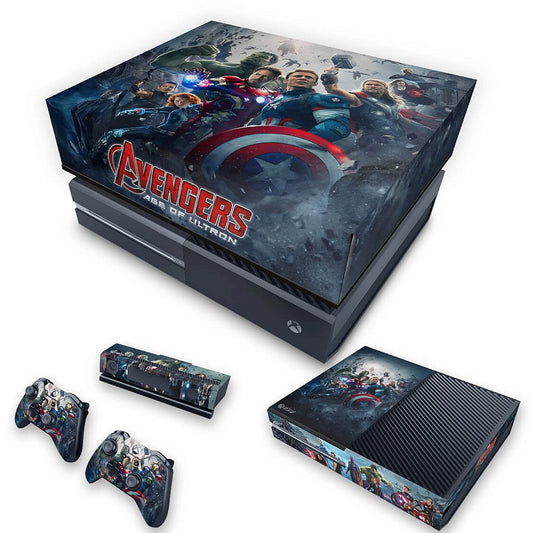 KIT Xbox One Fat Skin Anti-Rage e Capa Anti Poeira - Avengers - Age of Ultron