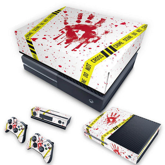 KIT Xbox One Fat Skin Anti-Rage e Capa Anti Poeira - Cena de Crime Scene