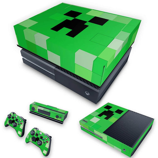 KIT Xbox One Fat Skin Anti-Rage e Capa Anti Poeira - Creeper Minecraft