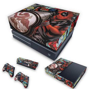 KIT Capa Anti Poeira e Skin Anti-Rage Xbox One Fat - Deadpool