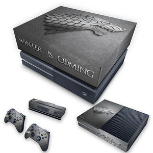 KIT Capa Anti Poeira e Skin Anti-Rage Xbox One Fat - Game Of Thrones Stark