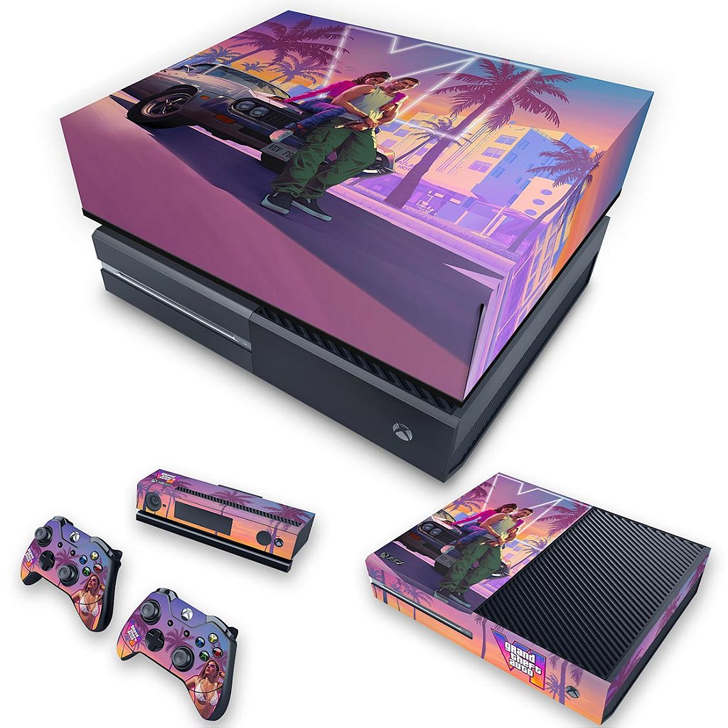 KIT Capa Anti Poeira e Skin Anti-Rage Xbox One Fat - GTA 6 VI