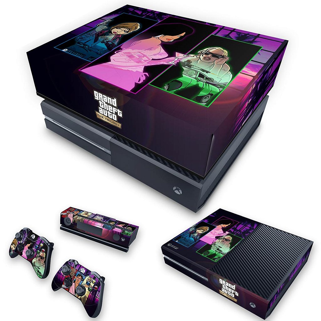 KIT Xbox One Fat Skin Anti-Rage e Capa Anti Poeira - GTA The Trilogy