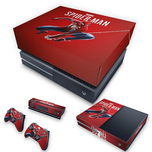 KIT Xbox One Fat Skin Anti-Rage e Capa Anti Poeira - Homem Aranha Spider-man