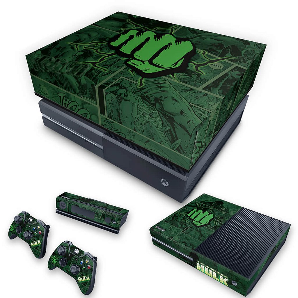 KIT Capa Anti Poeira e Skin Anti-Rage Xbox One Fat - Hulk Comics