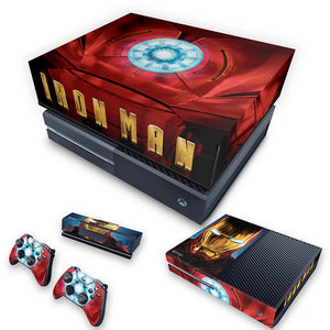 KIT Capa Anti Poeira e Skin Anti-Rage Xbox One Fat - Iron Man - Homem de Ferro