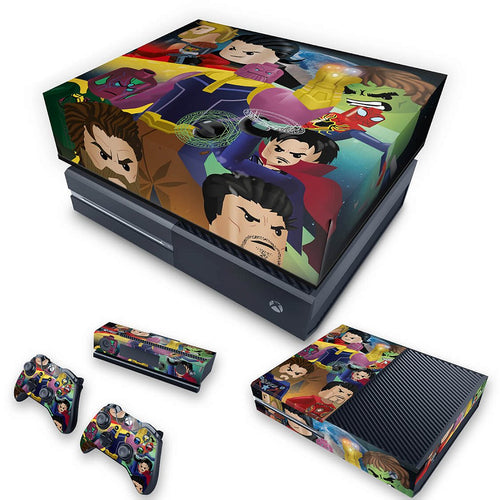 KIT Capa Anti Poeira e Skin Anti-Rage Xbox One Fat - Lego Avengers Vingadores