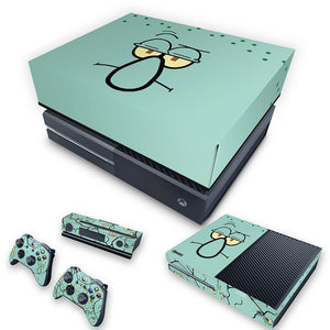 KIT Capa Anti Poeira e Skin Anti-Rage Xbox One Fat - Lula Molusco Bob Esponja