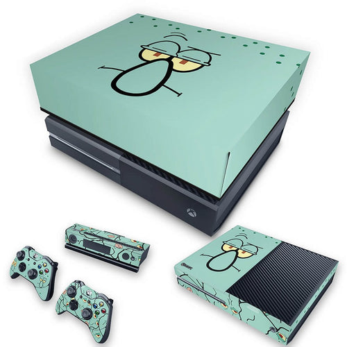 KIT Capa Anti Poeira e Skin Anti-Rage Xbox One Fat - Lula Molusco Bob Esponja