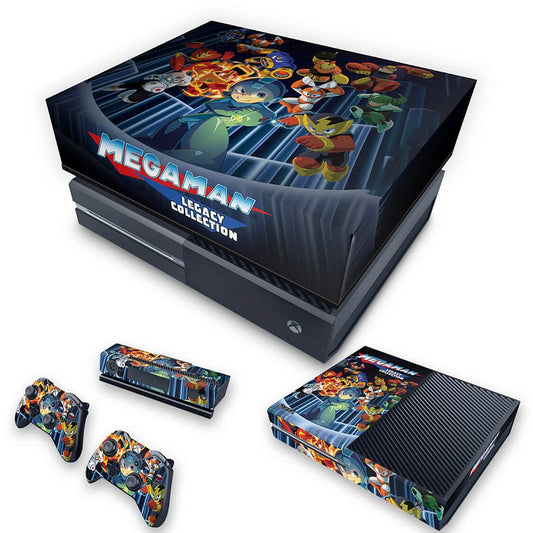 KIT Xbox One Fat Skin Anti-Rage e Capa Anti Poeira - Megaman Legacy Collection