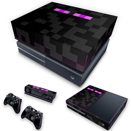 KIT Xbox One Fat Skin Anti-Rage e Capa Anti Poeira - Minecraft Enderman