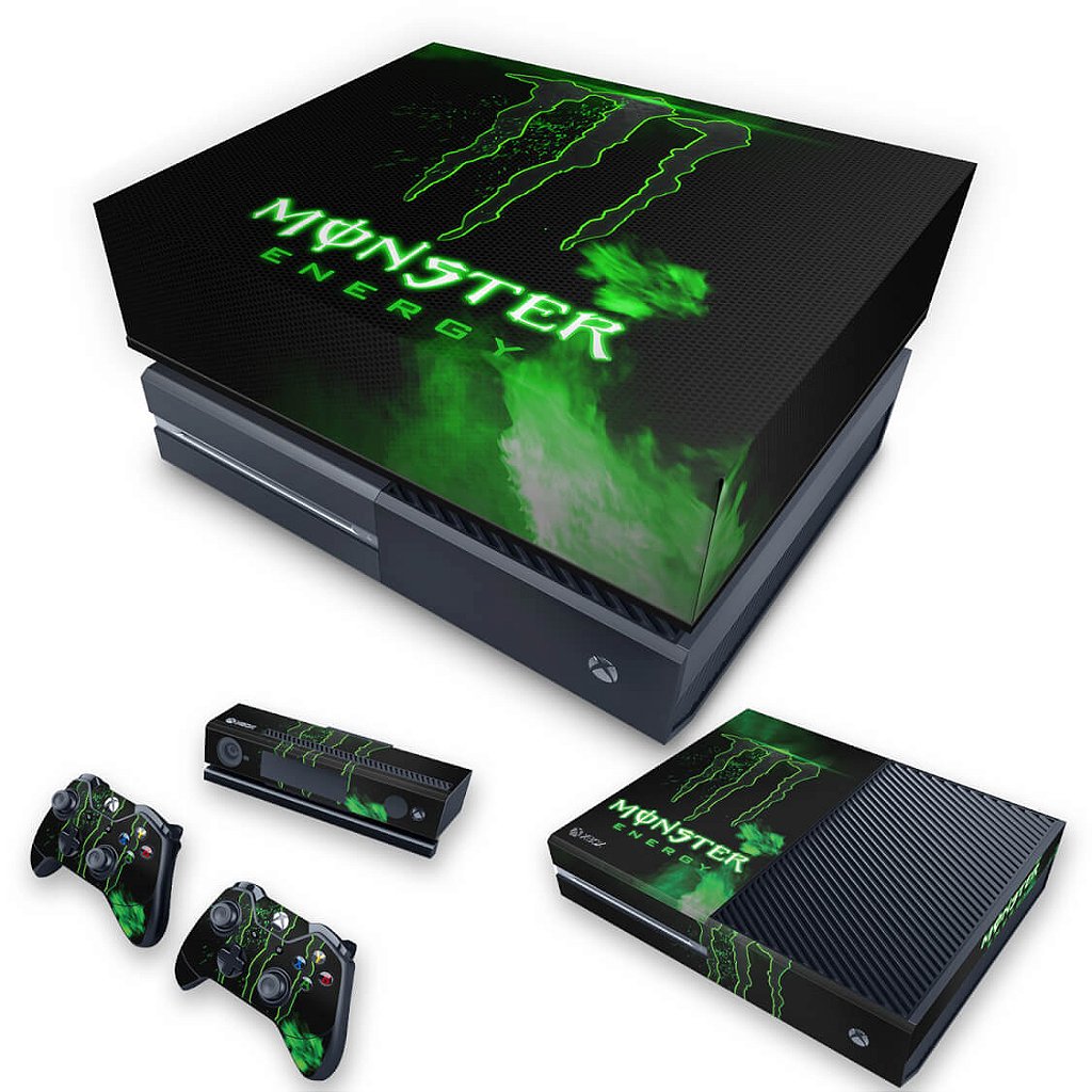 KIT Xbox One Fat Skin Anti-Rage e Capa Anti Poeira - Monster Energy Drink