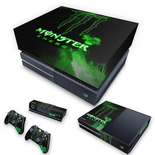 KIT Xbox One Fat Skin Anti-Rage e Capa Anti Poeira - Monster Energy Drink