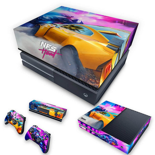 KIT Xbox One Fat Skin Anti-Rage e Capa Anti Poeira - Need For Speed Heat