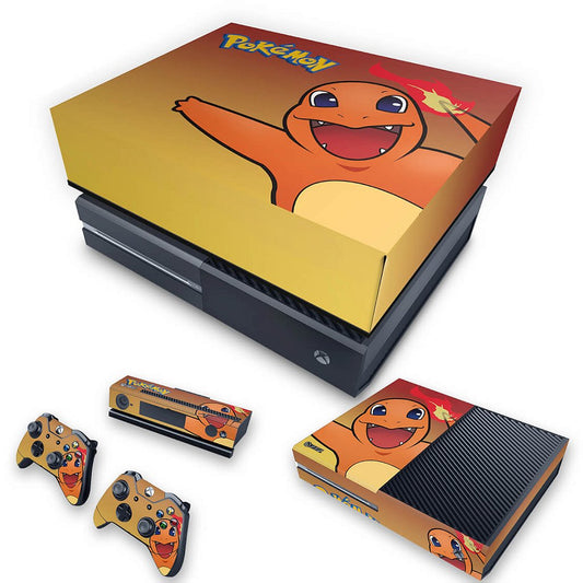 KIT Xbox One Fat Skin Anti-Rage e Capa Anti Poeira - Pokemon Charmander