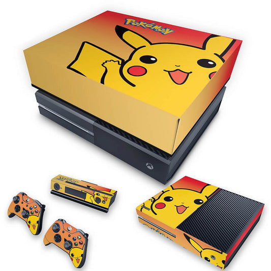 KIT Xbox One Fat Skin Anti-Rage e Capa Anti Poeira - Pokemon Pikachu