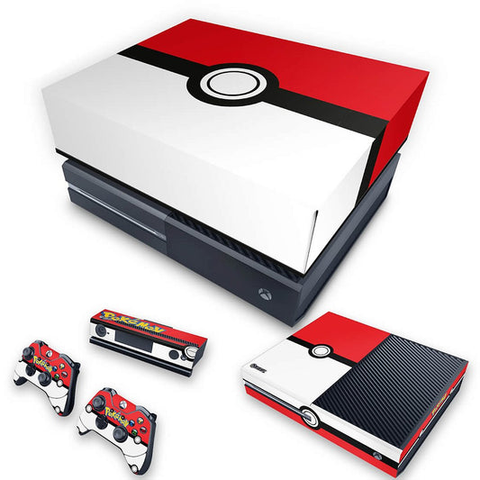 KIT Xbox One Fat Skin Anti-Rage e Capa Anti Poeira - Pokemon Pokebola