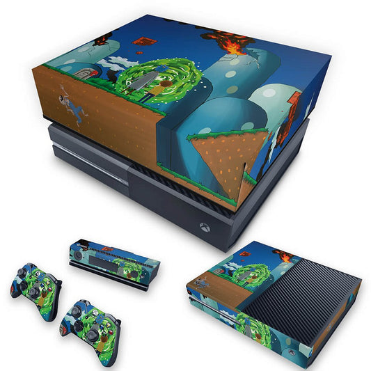 KIT Xbox One Fat Skin Anti-Rage e Capa Anti Poeira - Rick And Morty Mario