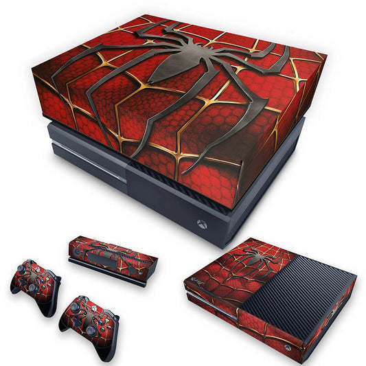 KIT Xbox One Fat Skin Anti-Rage e Capa Anti Poeira - Spider Man - Homem Aranha