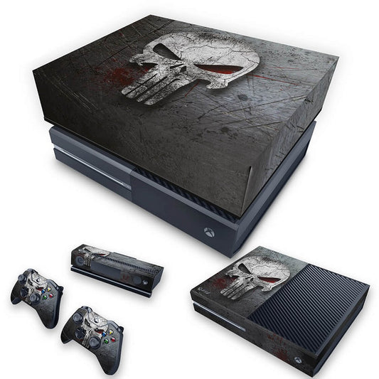 KIT Xbox One Fat Skin Anti-Rage e Capa Anti Poeira - The Punisher Justiceiro #b