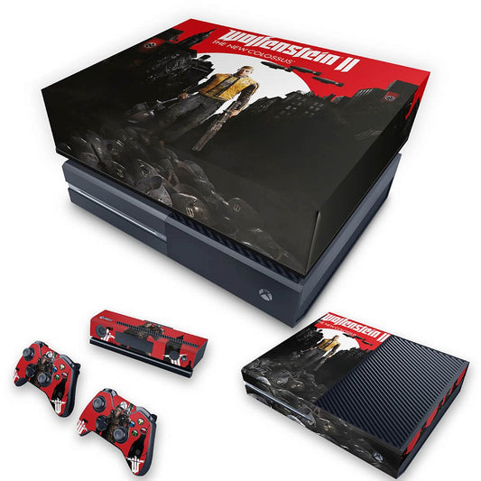 KIT Xbox One Fat Skin Anti-Rage e Capa Anti Poeira - Wolfenstein 2 New Order