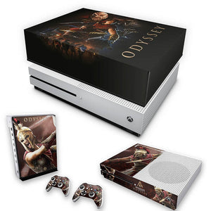 KIT Capa Anti Poeira e Skin Anti-Rage Xbox One S Slim - Assassins Creed Odyssey