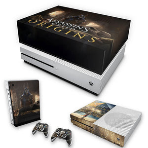 KIT Capa Anti Poeira e Skin Anti-Rage Xbox One S Slim - Assassin's Creed: Origins